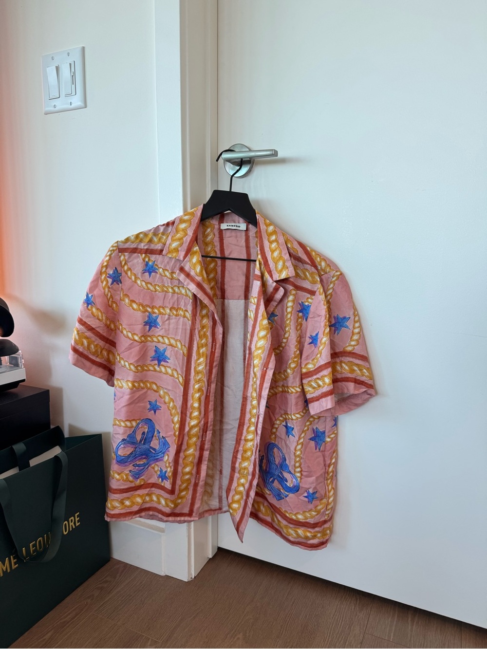 Sandro Short-Sleeve Silk Button-Up Shirt - Picture 1 of 2